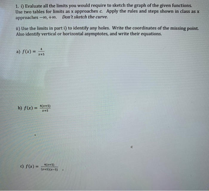 Solved 1. i) Evaluate all the limits you would require to | Chegg.com