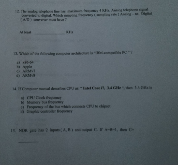 Solved 12. The analog telephone line has maximum frequency 4