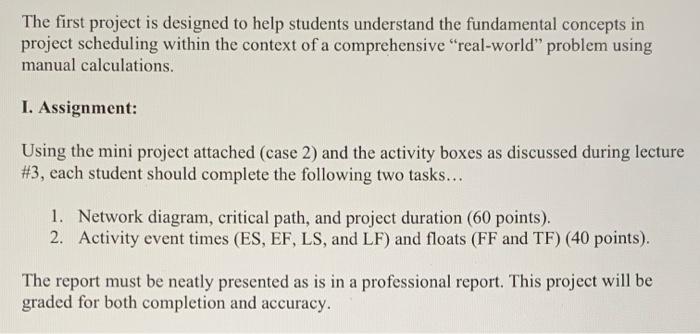 Solved The first project is designed to help students | Chegg.com