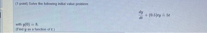 Solved (1 point) Solve the following initial value problem. | Chegg.com