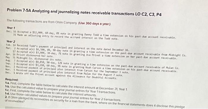 Solved Problem 7.5A Analyzing and journalizing notes | Chegg.com
