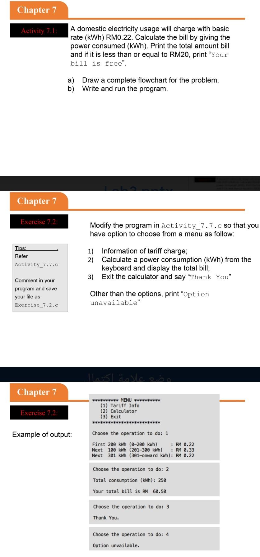 Solved Chapter 7 Activity 7.1: A domestic electricity usage | Chegg.com