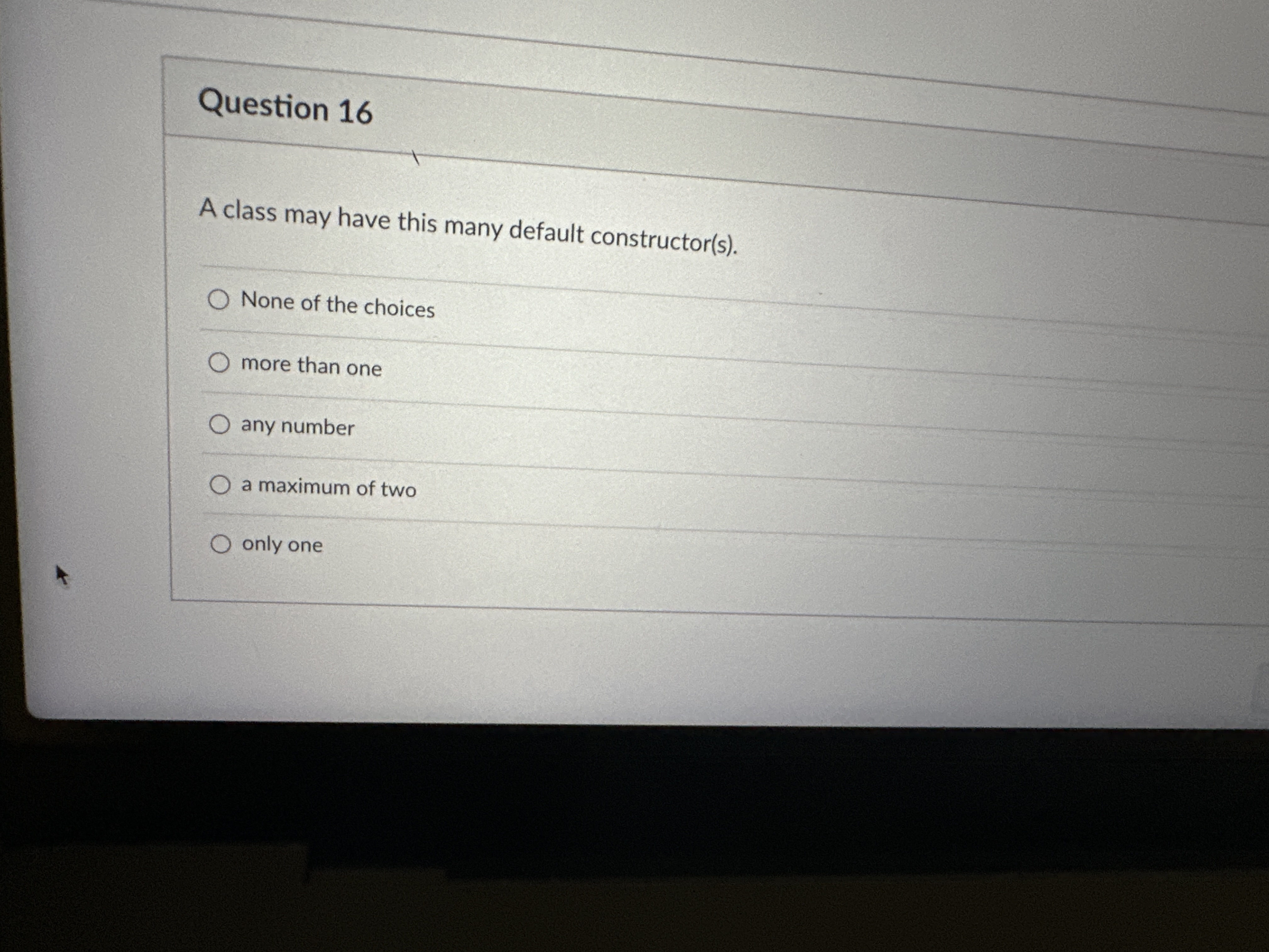 Solved Question 16A class may have this many default | Chegg.com