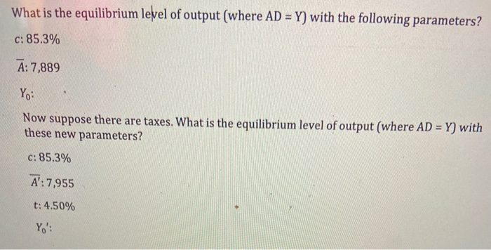 Solved What Is The Equilibrium Level Of Output (where AD = | Chegg.com