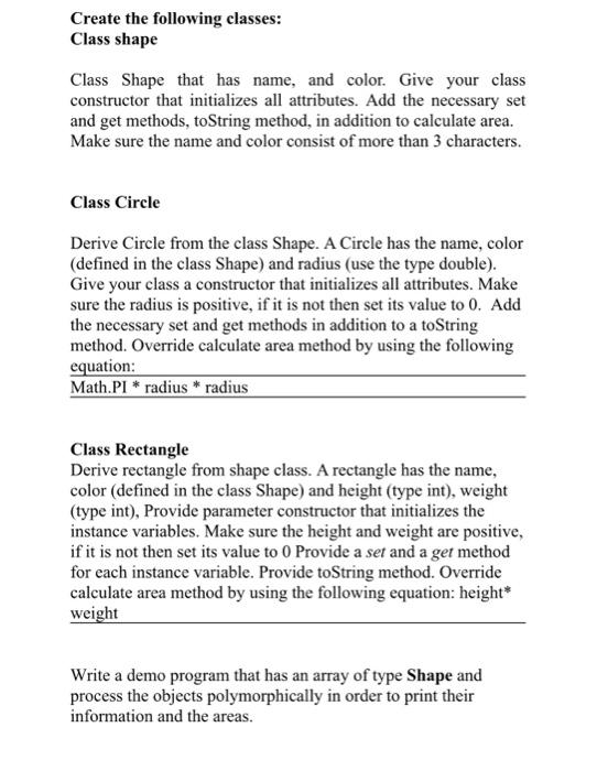 Solved i just want a code for how to write these classes | Chegg.com