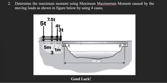 Solved 2. Determine the maximum moment using Maximum | Chegg.com
