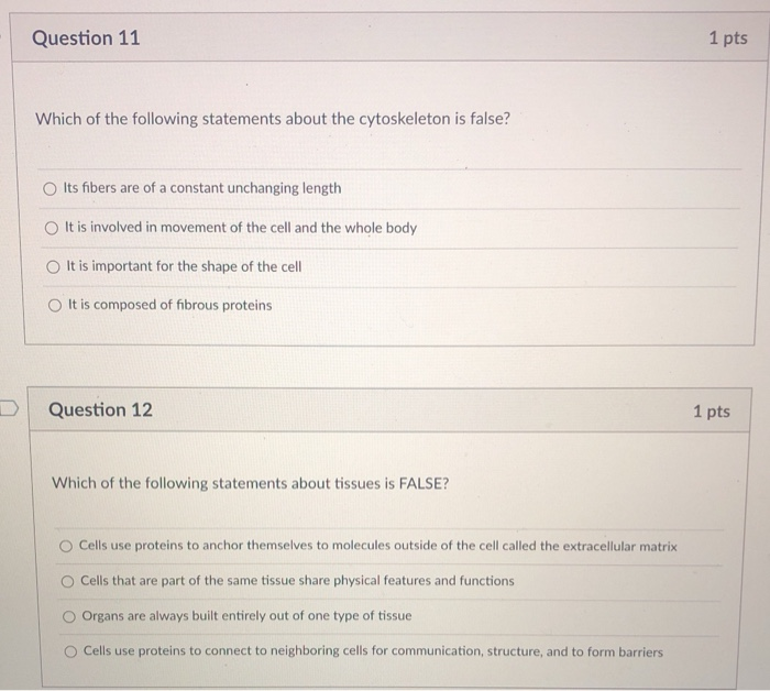 Solved Question 11 1 pts Which of the following statements | Chegg.com