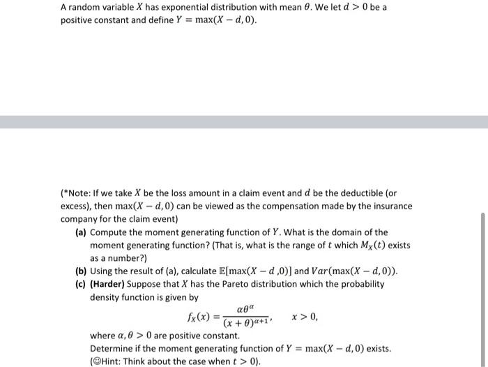 Solved A random variable X has exponential distribution with | Chegg.com