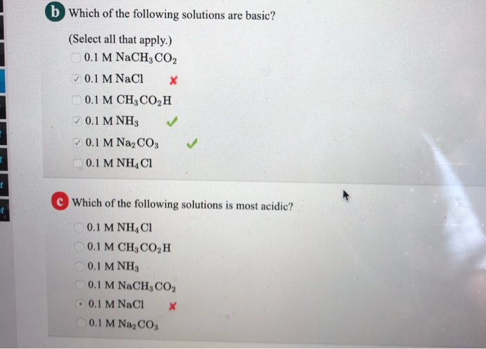 Solved a Which of the following solutions are acidic? | Chegg.com