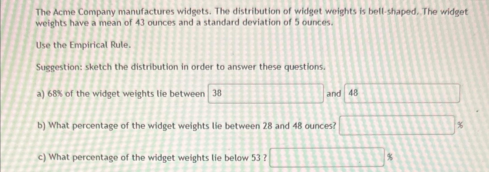 Solved The Acme Company Manufactures Widgets. The | Chegg.com