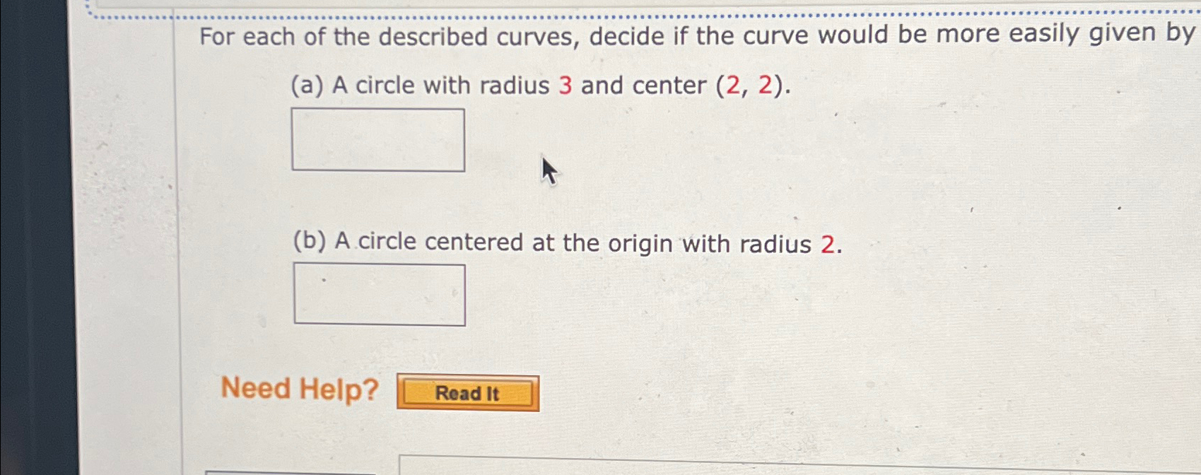 Solved For each of the described curves, decide if the curve | Chegg.com