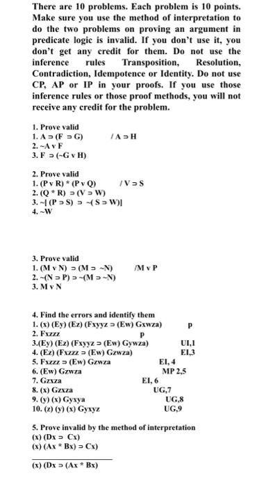 Solved There are 10 problems. Each problem is 10 points. | Chegg.com