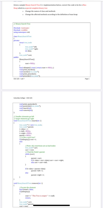 Gives sample Search Tree implementation below.cover | Chegg.com