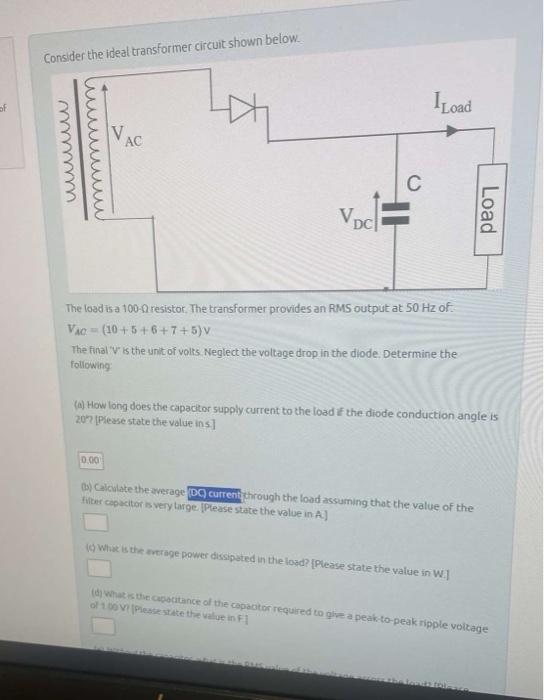 Solved Rnnciler The Ideal Transformer Circuit Shown Below Chegg Com