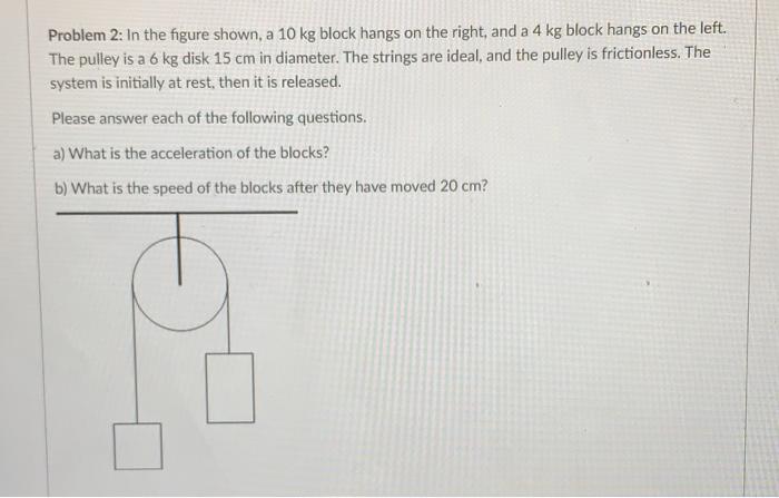 Solved Problem 2: In the figure shown, a 10 kg block hangs | Chegg.com
