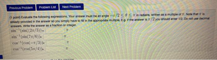 Solved Previous Probler Problem List Next Problem (point) | Chegg.com