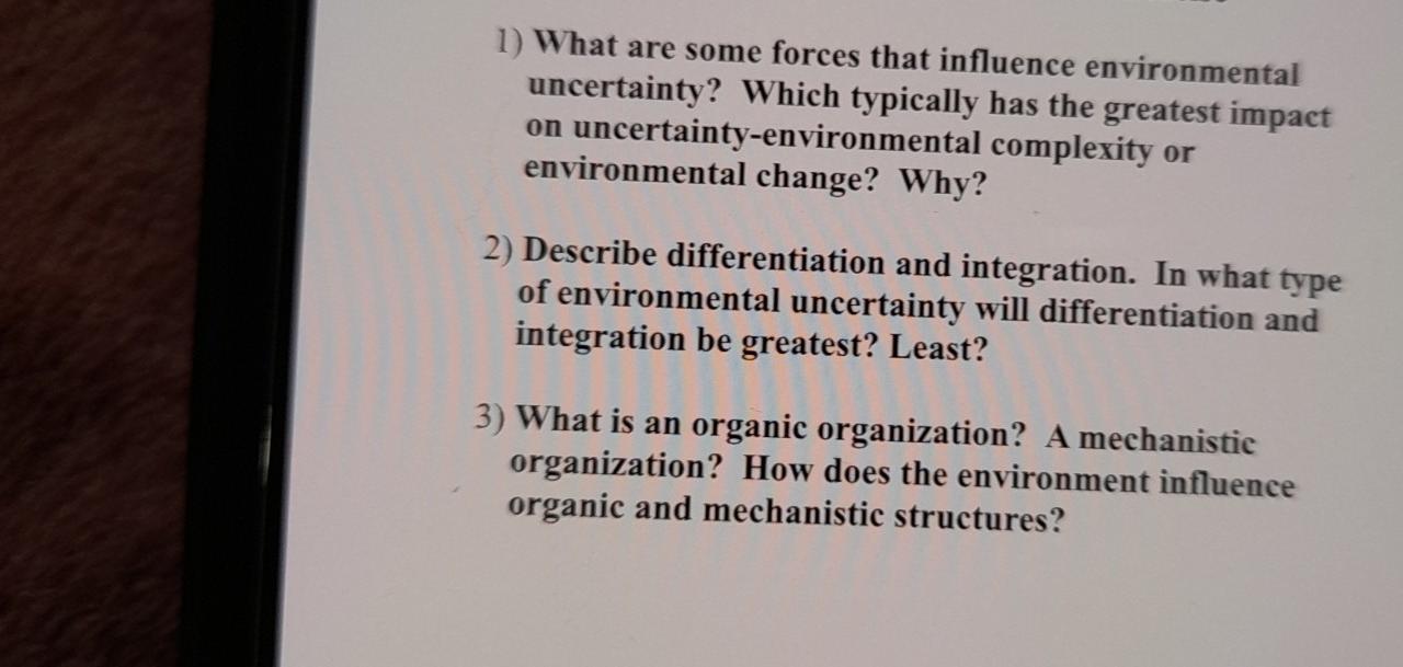 Solved 1) What are some forces that influence environmental | Chegg.com