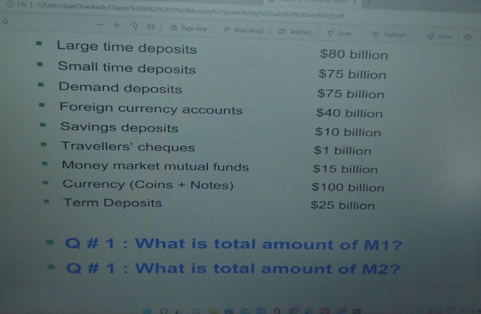 Solved \# 1 : What is total amount of M1? \# 1 : What is | Chegg.com