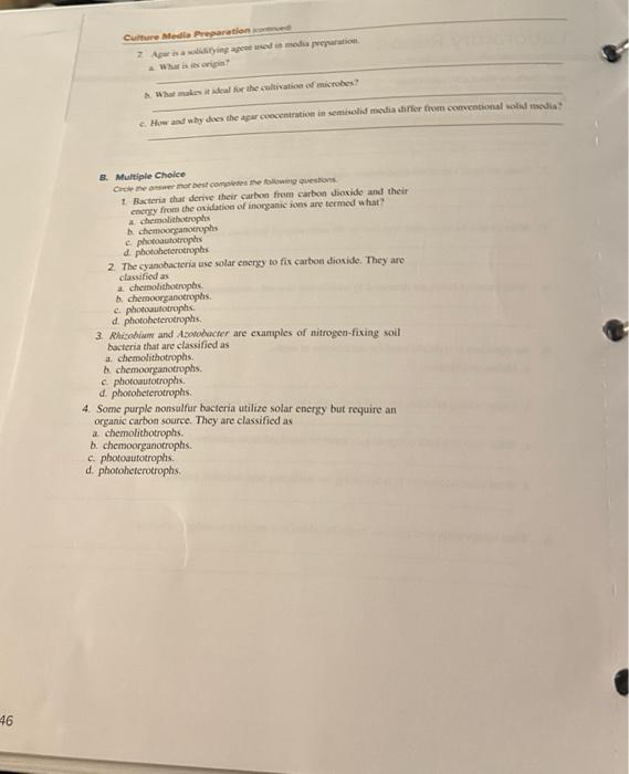 Solved Laboratory Report 18 Culture Media Preparation A.