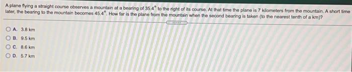 Solved A Plane Flying A Straight Course Observes A Mountain | Chegg.com