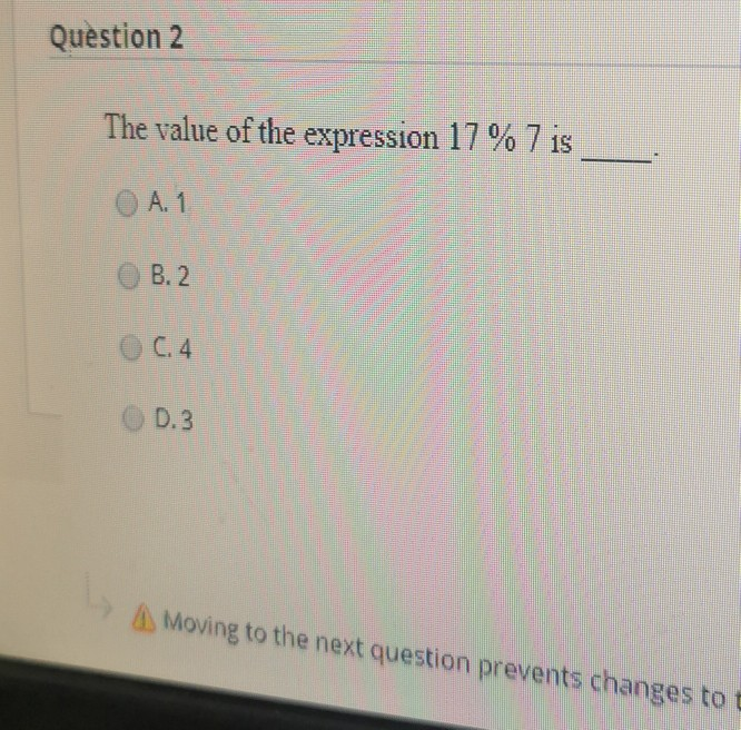 the value of the expression 17 7 is ____
