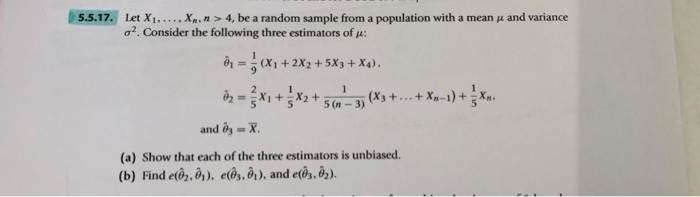 Solved 1 5.5.17. Let X1.....X.. > 4, be a random sample from | Chegg.com