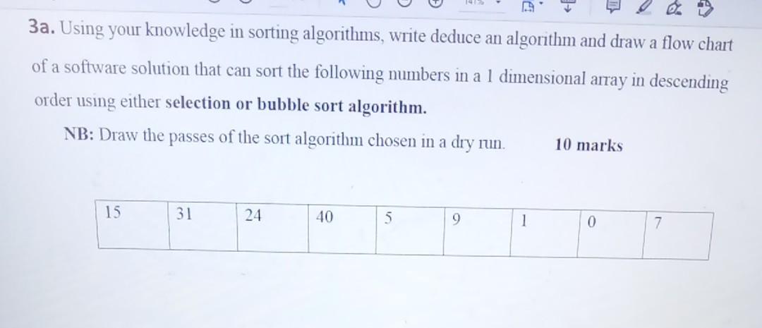 Solved 3a. Using your knowledge in sorting algorithms, write | Chegg.com