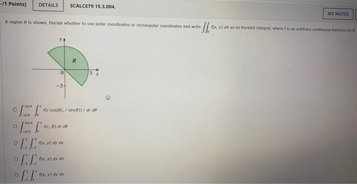 Solved A region R is shown. Decide whether to use polar | Chegg.com