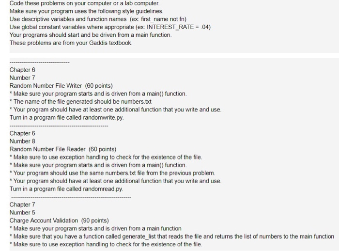 Solved Code these problems on your computer or a lab | Chegg.com