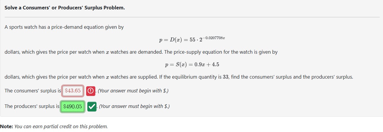 Consumer Problem Math Solved Solve a Consumers' or Producers' Surplus Problem.A | Chegg.com