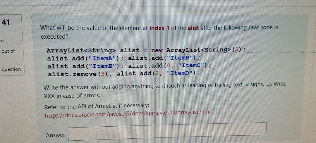 Solved 41 What will be the value of the element at index 1 | Chegg.com