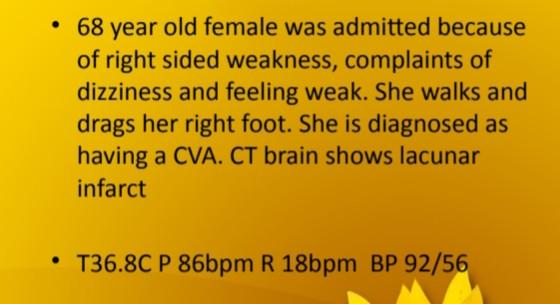 Solved - 68 year old female was admitted because of right | Chegg.com