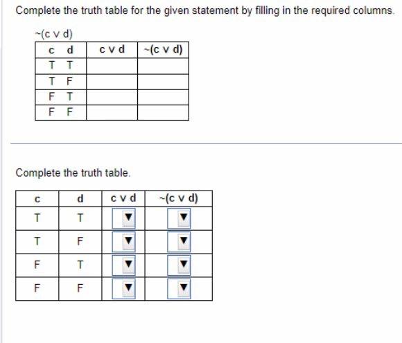 Solved Complete the truth table for the given statement by | Chegg.com