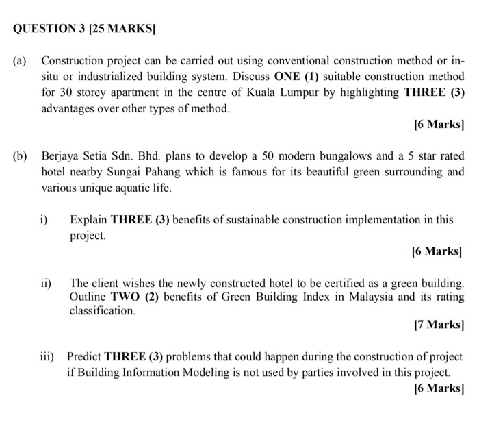 Solved Question 3 25 Marks A Construction Project Can Be Chegg Com