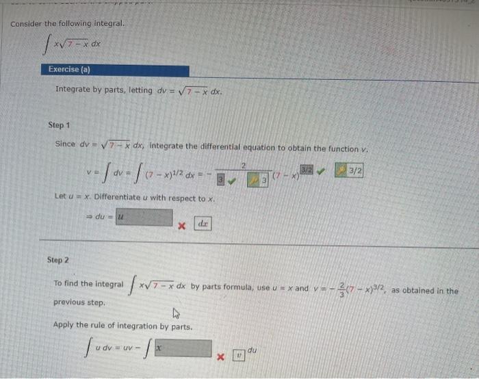 Solved Consider the following integral. 7x dx Exercise (a) | Chegg.com