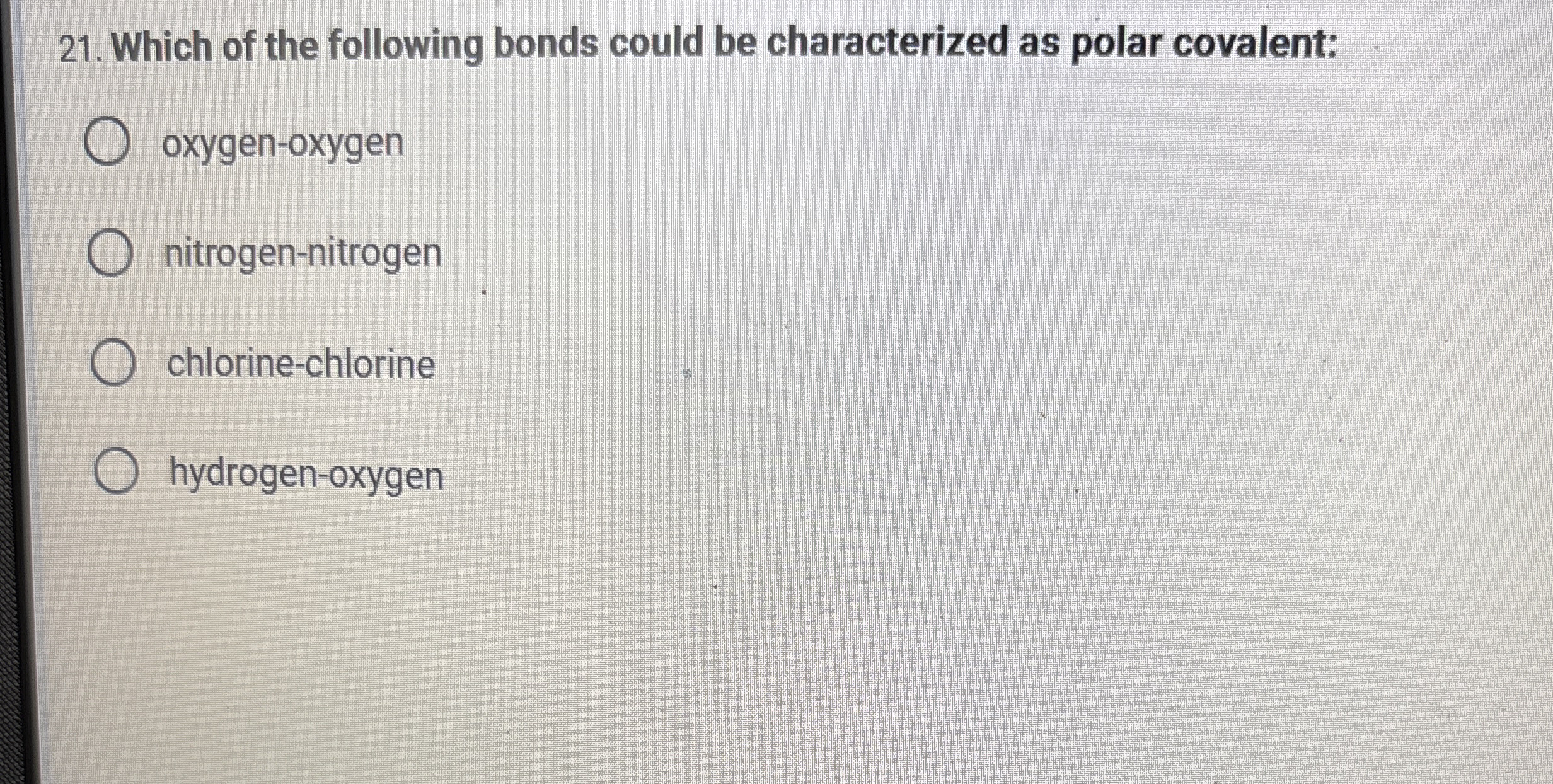 Solved Which Of The Following Bonds Could Be Characterized Chegg Com