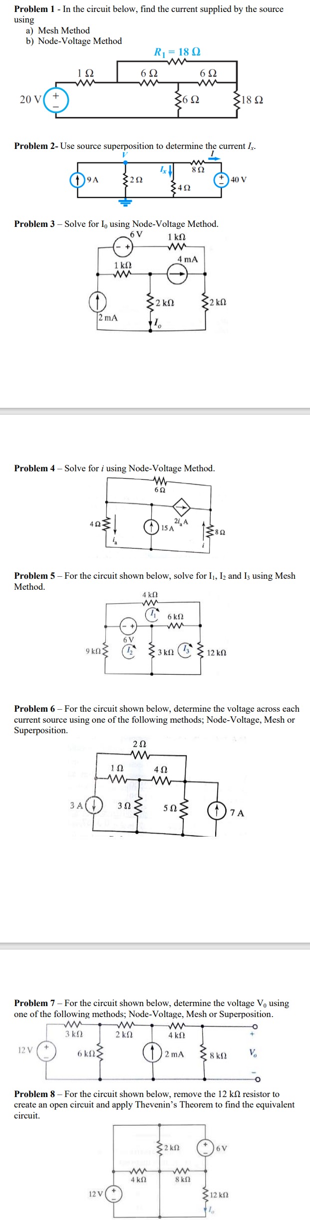 Finding Current Example Problem Solved Problem 1 - In the circuit below, find the current | Chegg.com