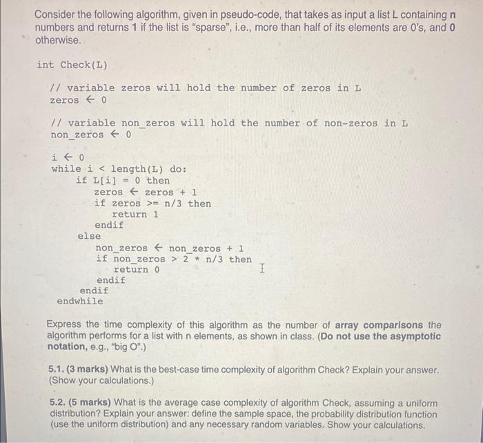 Solved Consider The Following Algorithm, Given In | Chegg.com