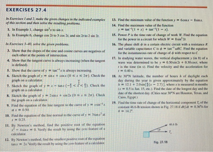 Solved EXERCISES 27.4 In Exercises 1 and 2, make the given | Chegg.com