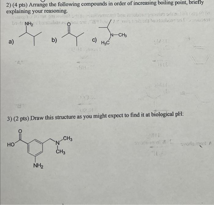 Solved 2) (4 pts) Arrange the following compounds in order | Chegg.com