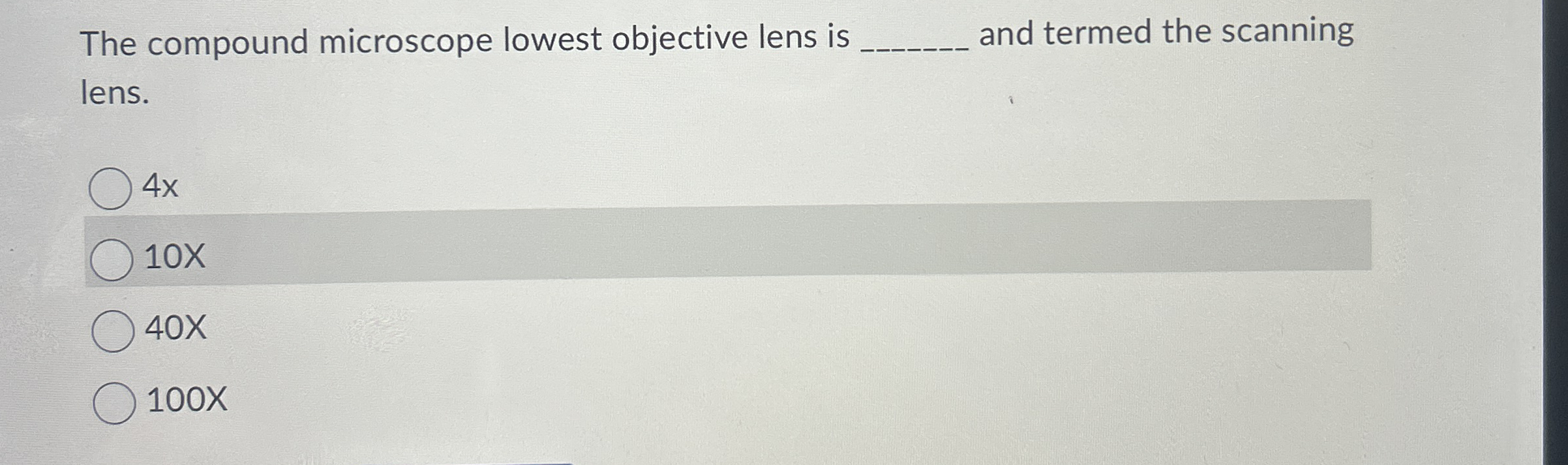 Solved The compound microscope lowest objective lens is q, | Chegg.com