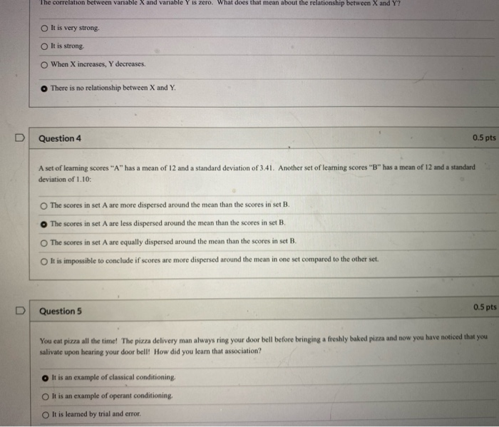 Solved The correlation between variable X and variable Y is | Chegg.com