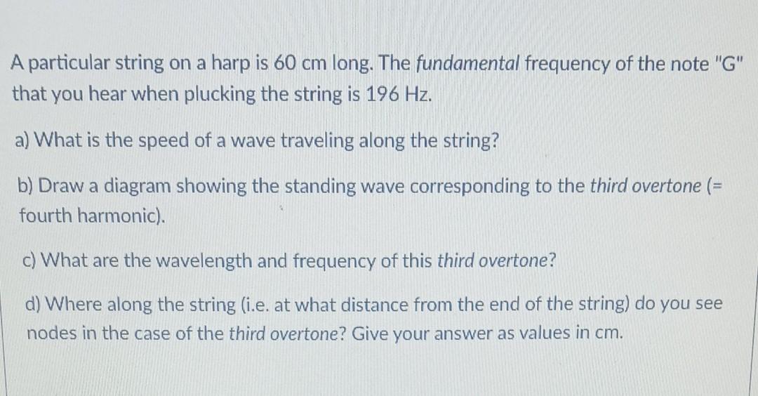 Solved A particular string on a harp is 60 cm long. The | Chegg.com