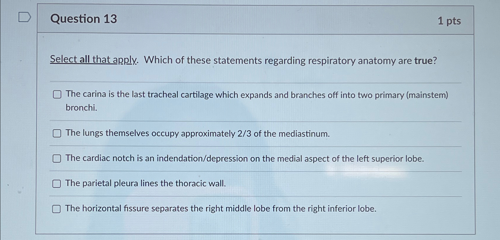 Solved Question 131ptsSelect all that apply. Which of these | Chegg.com