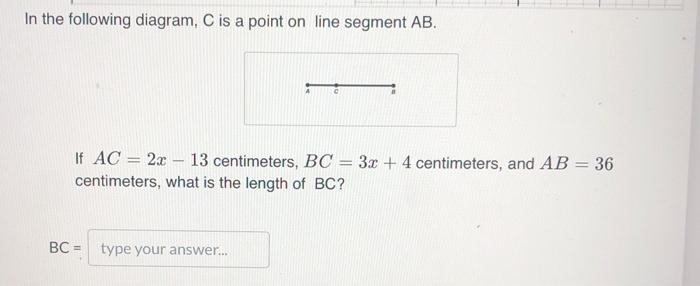 Solved In the following diagram, C is a point on line | Chegg.com