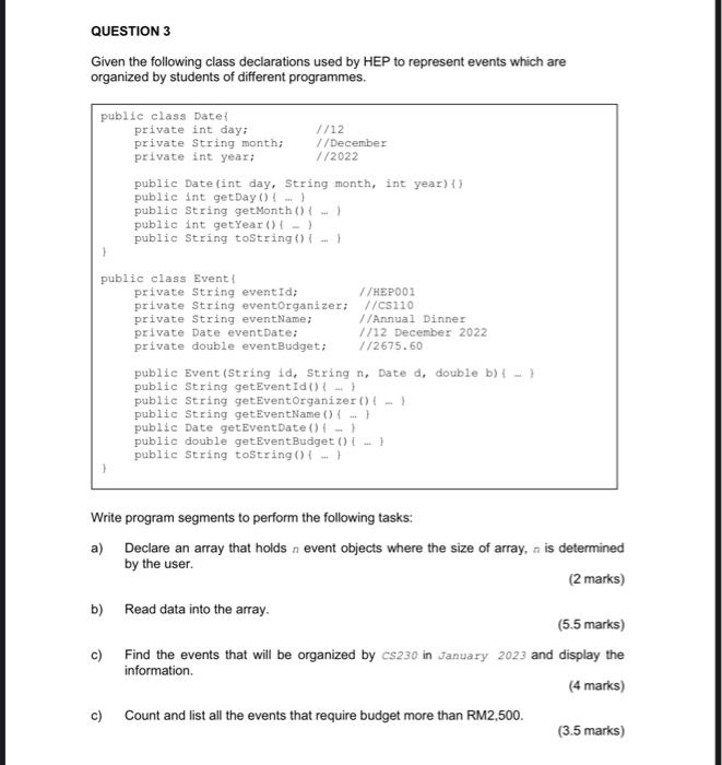 Solved Given The Following Class Declarations Used By HEP To | Chegg.com