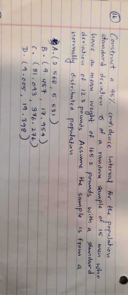 Solved 12 of Construct a 95% confidence interval for the | Chegg.com