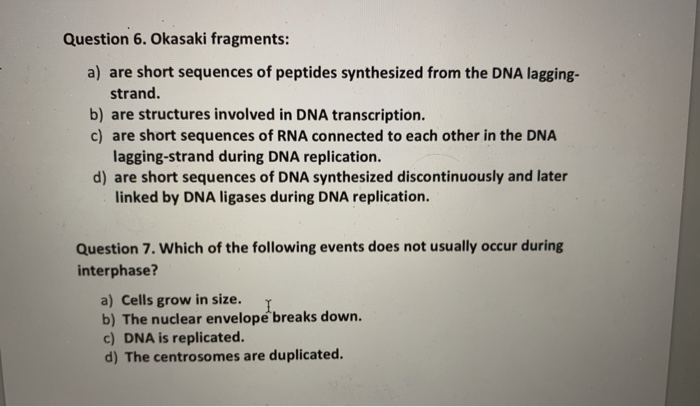 fragments of copied dna created on the lagging strand