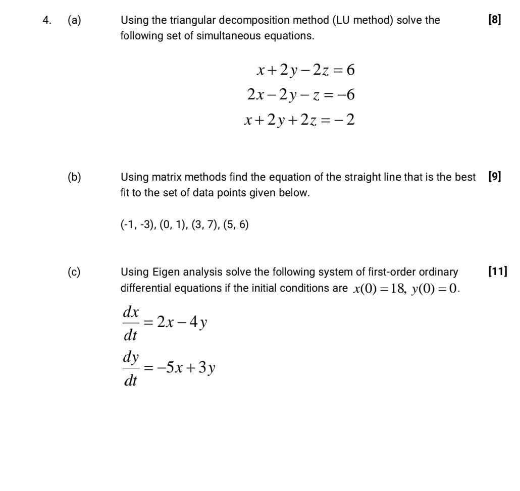 Solved 4. (a) [8] Using the triangular method
