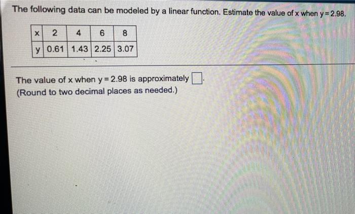 Solved The following data can be modeled by a linear | Chegg.com